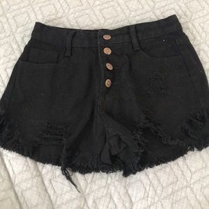 Black high waisted jean shorts